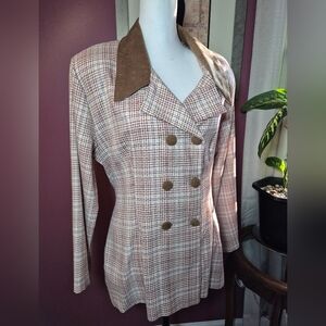 Vintage! Juuly Fashion Plaid Double-Breasted Women's Jacket - Size XL‎